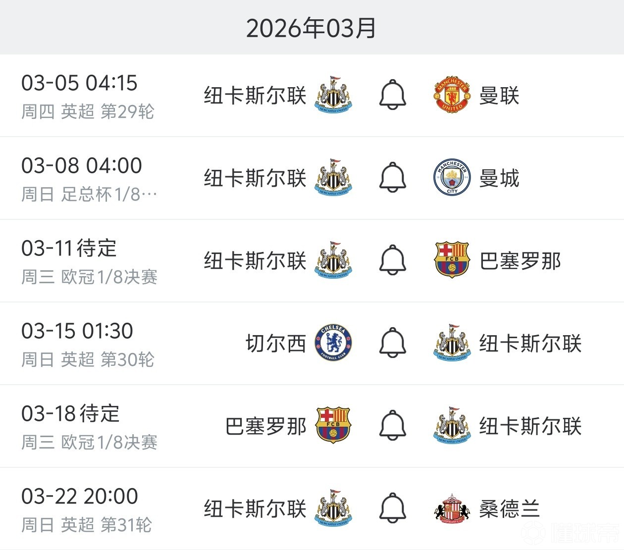 死亡三月！紐卡將在兩周時(shí)間內(nèi)連戰(zhàn)巴薩、曼市雙雄、切爾西